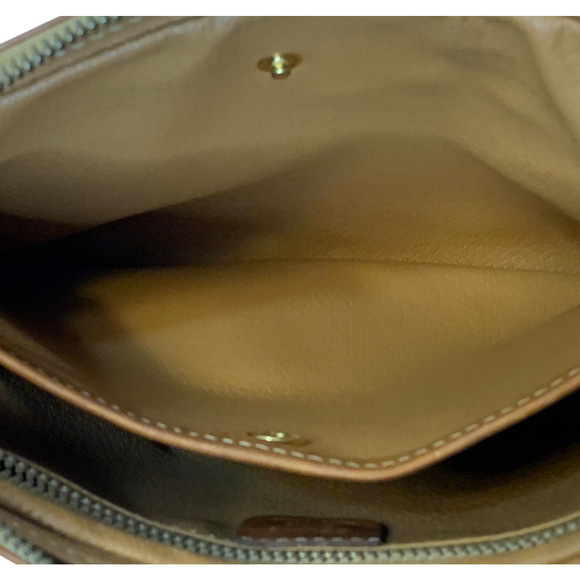 Vintage Celine Triomphe Macadam Clutch Brown Leather Canvas Wrist Handbag Unisex - Picture 8 of 15